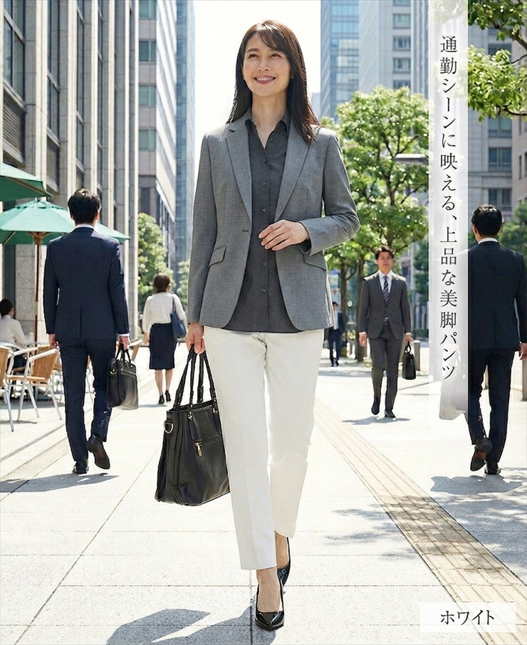 透けない 白パンツ レディース 透けにくい 日本製 ストレート パンツ