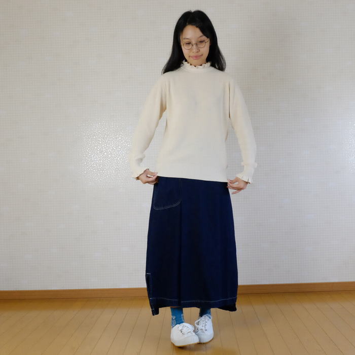 新色PINK入荷！ tumugu ツムグ ランダムリブニット フリル ハイネック TK19303a  　 新色PINK入荷！ tumugu ツムグ ランダムリブニット フリル