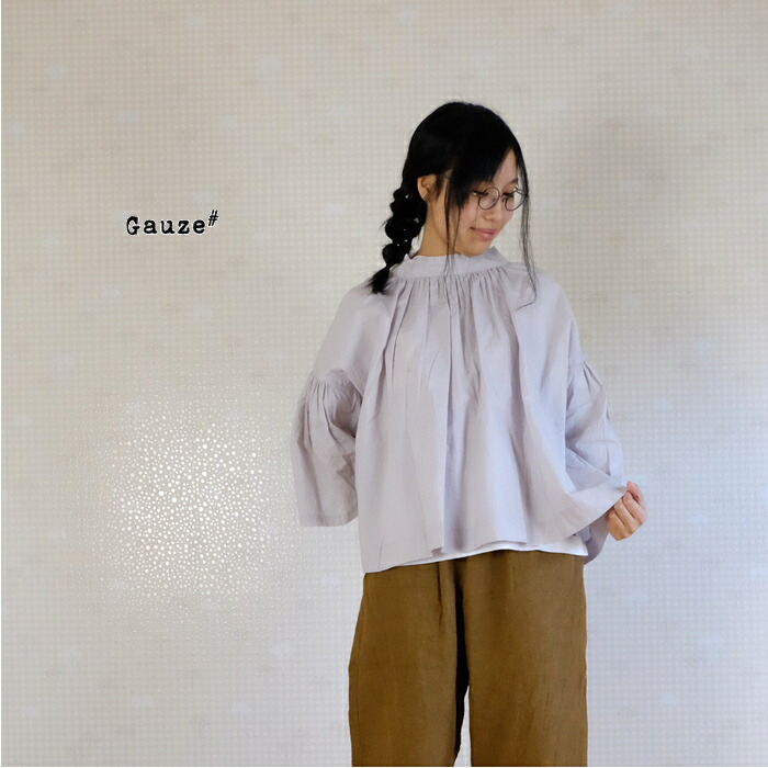 新品タグ付き gauze♯ガーゼ リボンラミーリネンブラウス 20210626gauze2.jpg