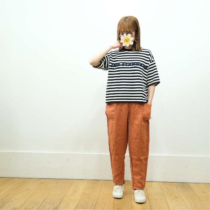 マオメイド mao made ロゴ ザクザク ししゅう 5分袖 ニットTEE 611143