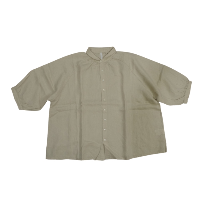 ナチュラルランドリー NATURAL LAUNDRY 40リネン 丸衿ギャザーシャツ