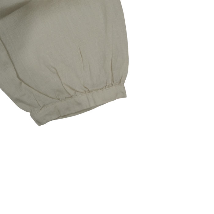 ナチュラルランドリー NATURAL LAUNDRY 40リネン 丸衿ギャザーシャツ