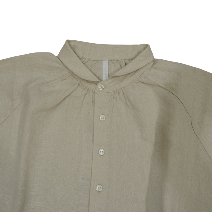 ナチュラルランドリー NATURAL LAUNDRY 40リネン 丸衿ギャザーシャツ