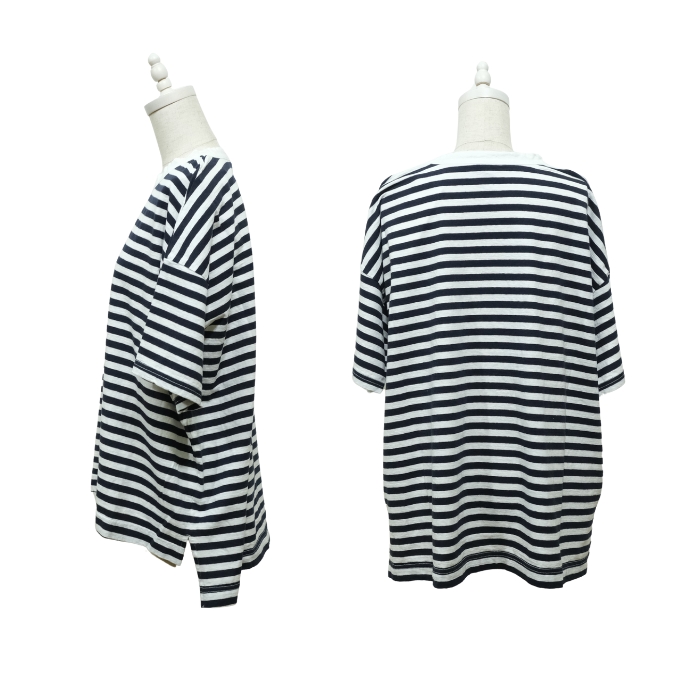 プリット prit 30/1リサイクルムラ糸天竺ボーダー 5分袖ワイドTシャツ P92558 2025SS 日本製 Prit プリット 30／1リサイクルムラ糸天竺ボーダー5分袖ワイドT