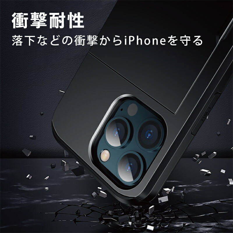 ガラスフィルム付き カード2枚収納 iphone14 ケース pro max