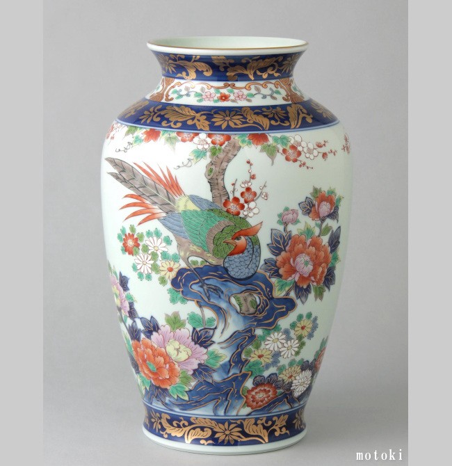 有田焼 染錦岩花鳥 肩丸花瓶 : 有田焼や 心器 - 通販 - Yahoo