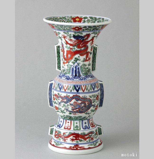 花瓶伊万里焼 有田焼 復刻版古伊万里 染錦万暦龍紋 花瓶 : 有田焼や 心器 - 通販