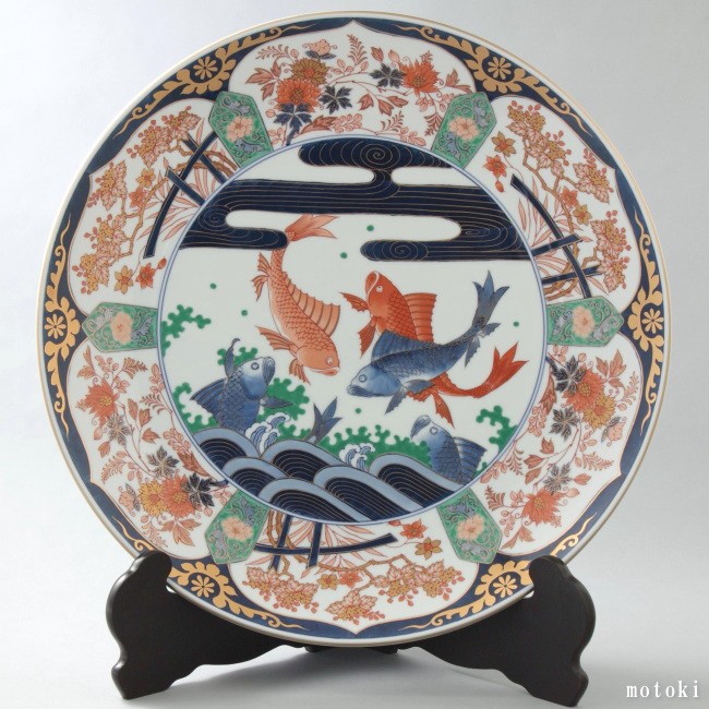有田焼 染錦間取鯉絵 飾皿 45cm : 有田焼や 心器 - 通販 - Yahoo