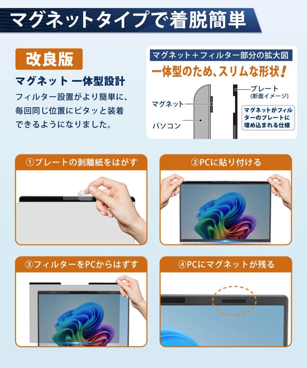 覗見防止フィルター PC 13.3インチ 16...の詳細画像2