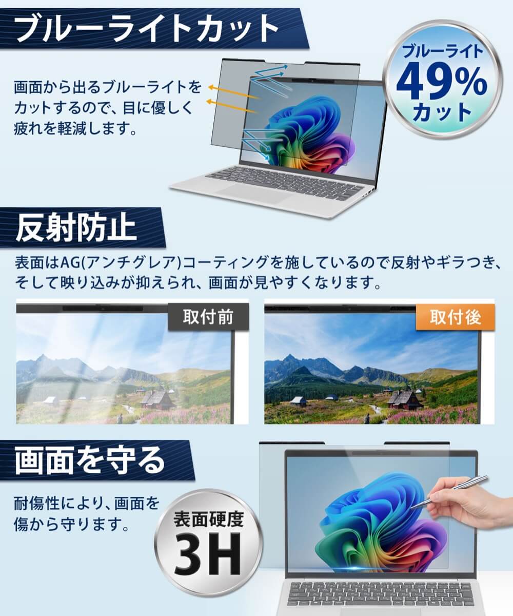 覗見防止フィルター PC 13.3インチ 16...の詳細画像3