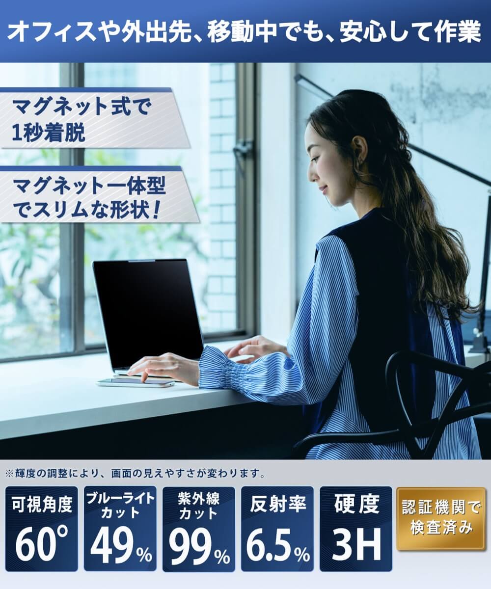覗見防止フィルター PC 13.3インチ 16...の詳細画像5