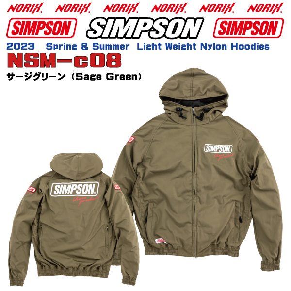 セール品  シンプソンジャケット 春夏モデル NSM-C08  Simpson  2023SSライダーズ ライトウェイトナイロンフーディーRiderLight Weight Nylon Spring&Summer｜motopartsjapan｜04