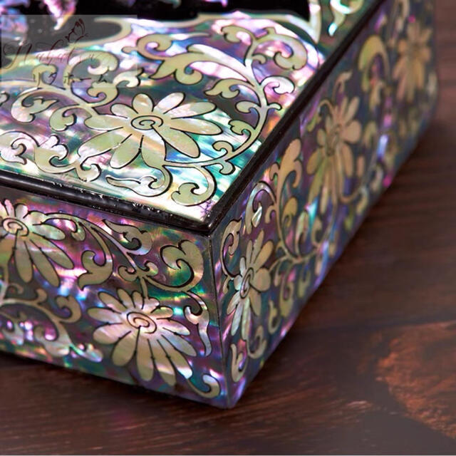 A37409 純手作り製作 真珠層ラッカー 貝殻ジュエリーボックス