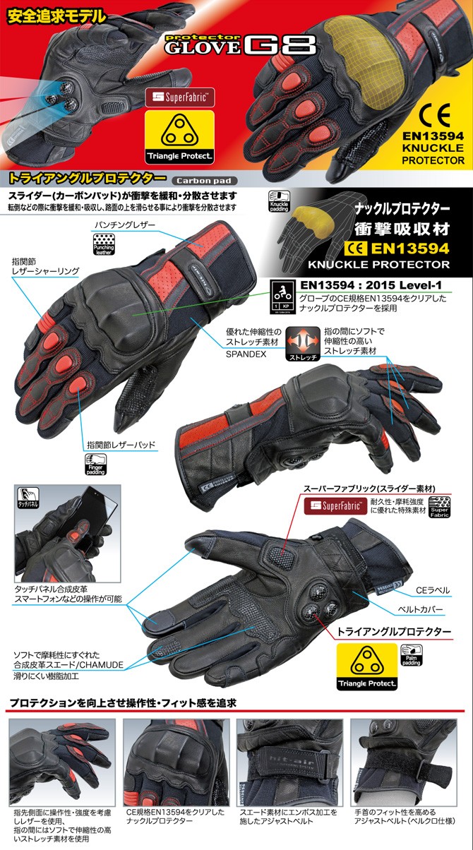 hit-air Glove G8 プロテクターグローブ（ブラックホワイト） 無限電光