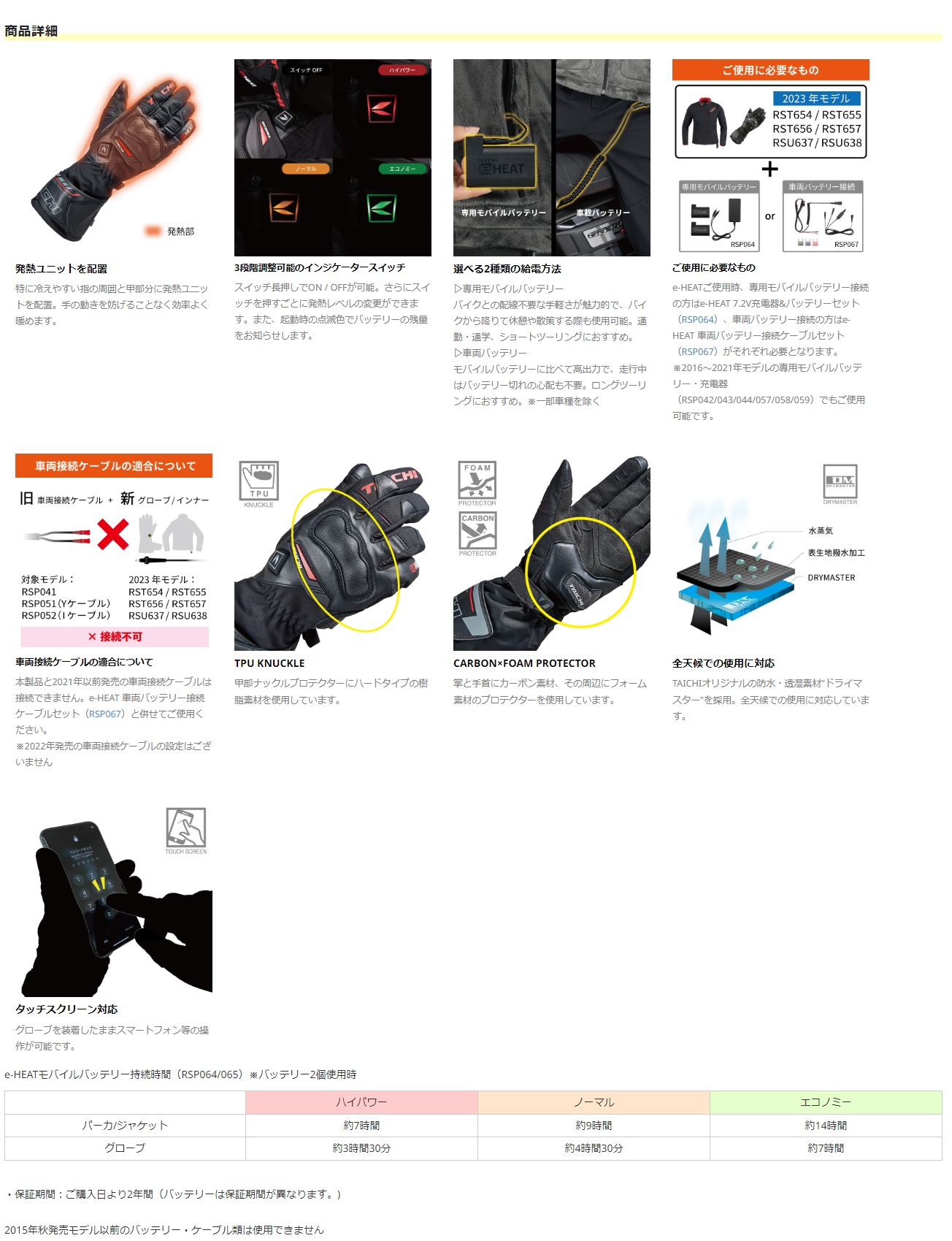 TAICHI RSタイチ RST655 e-HEAT プロテクション グローブ 防水