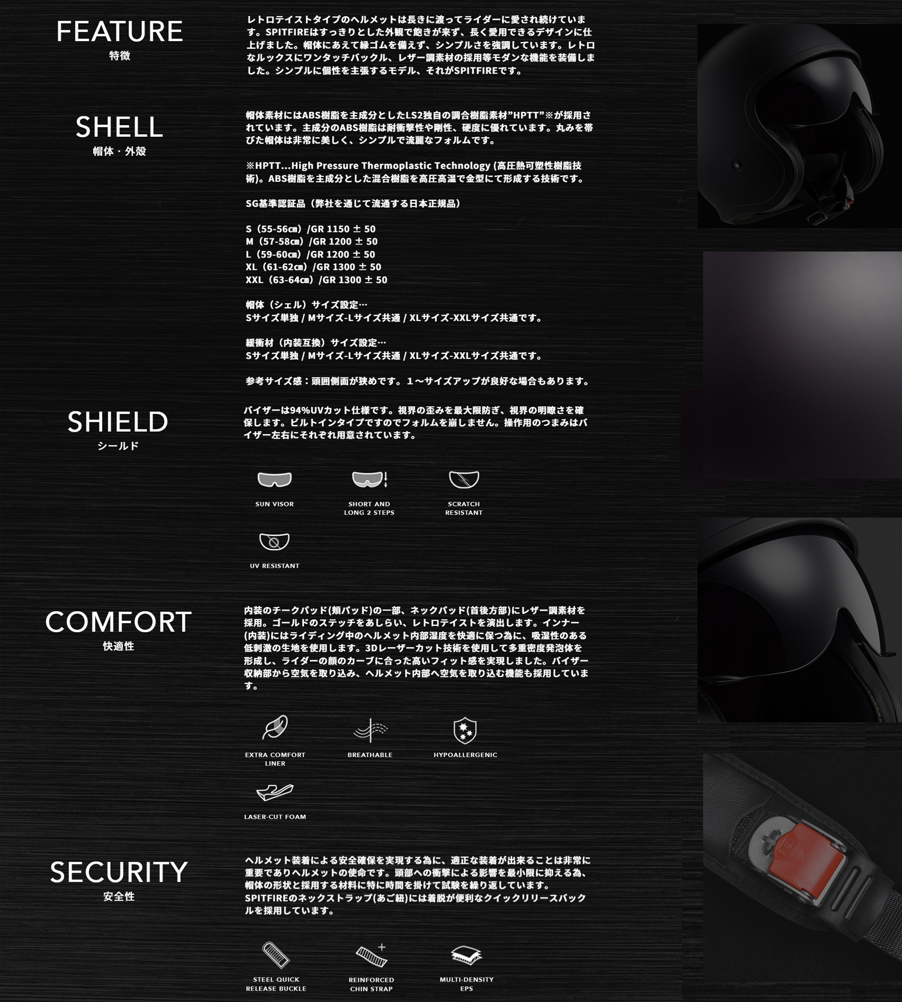 LS2 HELMETS LS2 SPITFIRE ジェットヘルメット マットチタニウム MATT