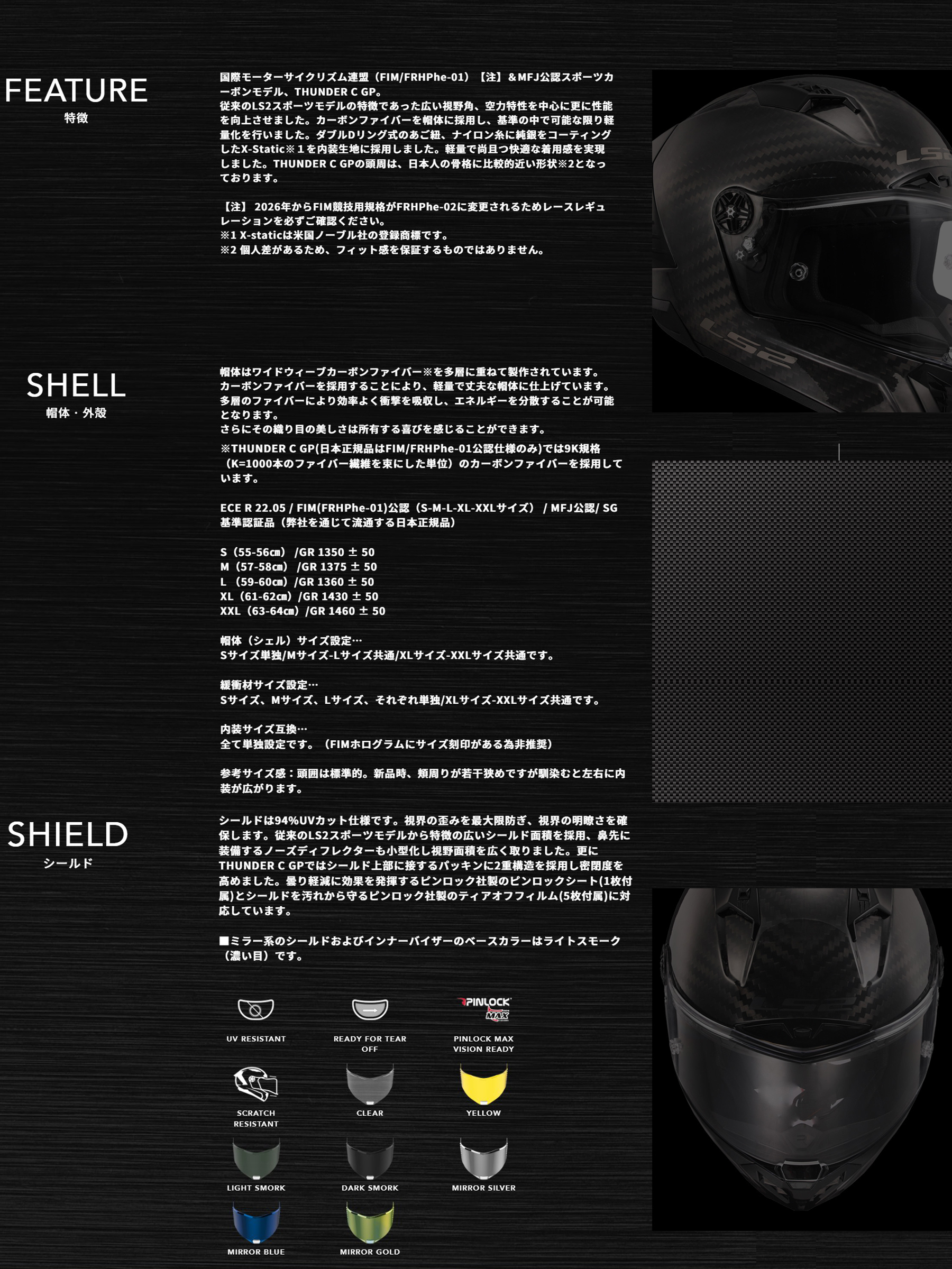 LS2 HELMETS LS2 THUNDER C GP フルフェイスヘルメット カーボン