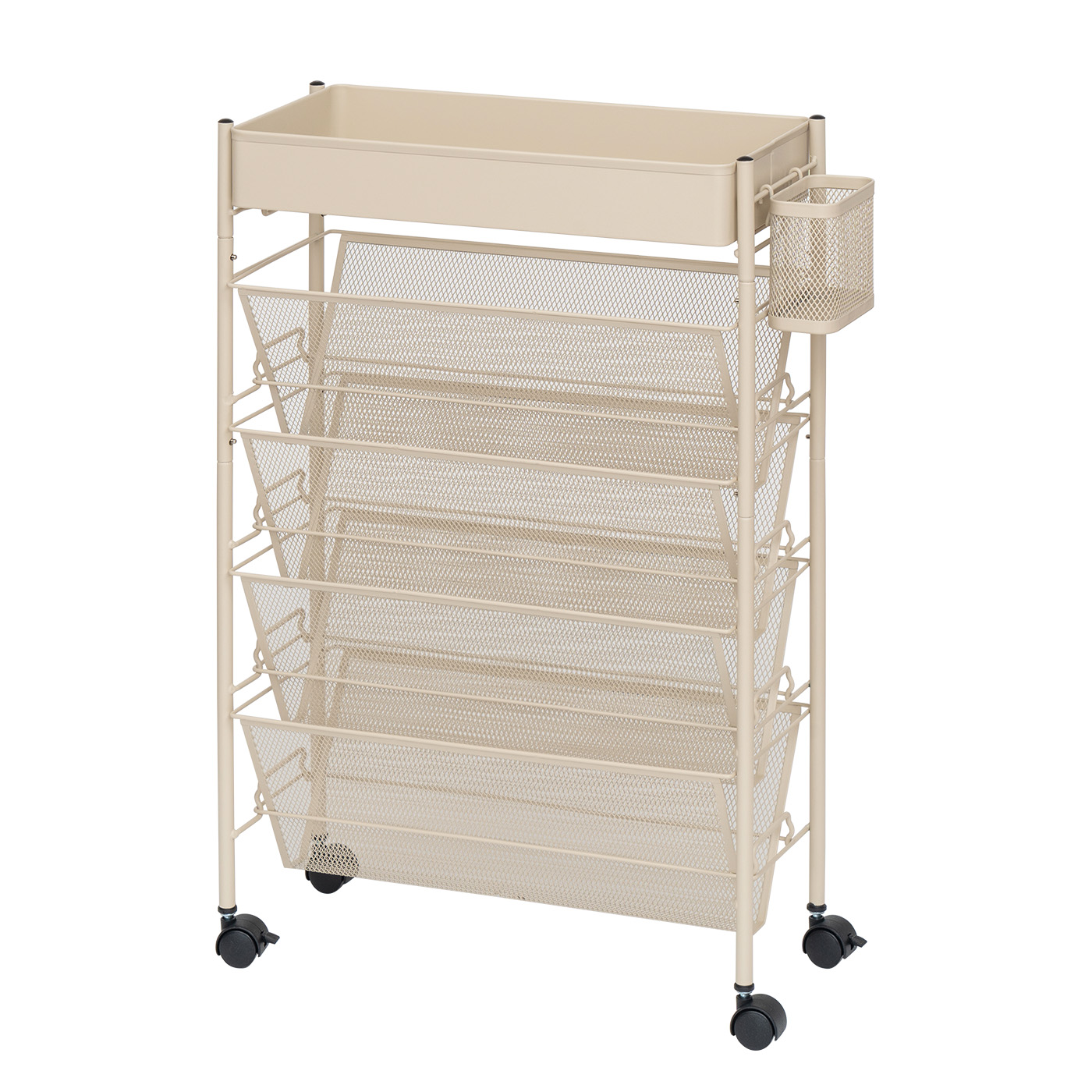 マガジンラック スリム キャスター 机下 デスク下 大容量 4段 薄型