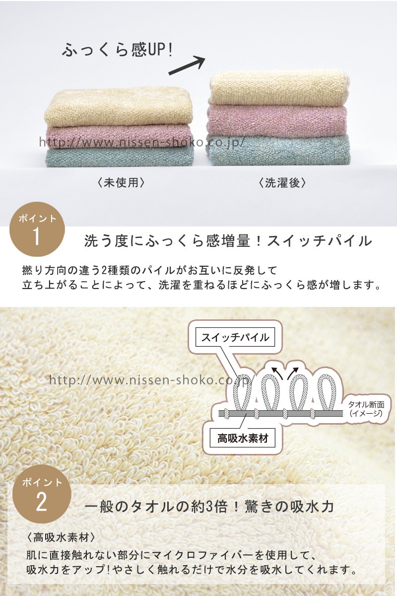 洗うほど膨らむタオル cocochiena ココチエナ