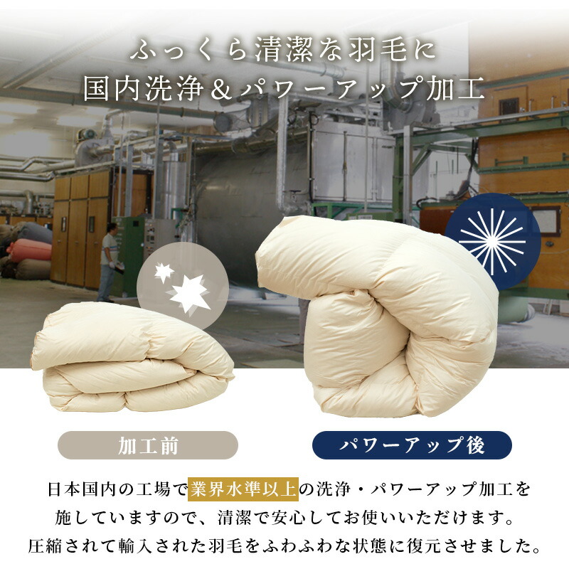 ロマンス小杉　ポーランドグースダウン90% ダブル ふわふわ 超長綿100% ロマンス小杉 羽毛布団 ダブル グースダウン95％ 増量1.8kg 2層キルト
