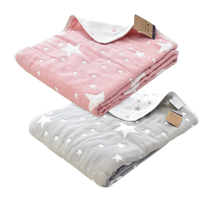 訳あり品 ガーゼケット シングル 2枚セット スター柄/ことり柄 綿100