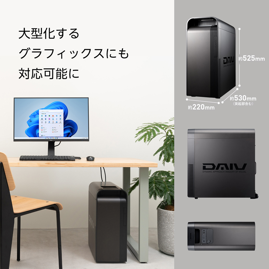 クリエイターPC デスクトップ 新品 WPS Office搭載 DAIV FX-I5G6A（NVIDIA Studio 認定PC）RTX 5060 Ti Core Ultra 5 250K Plus 32GB メモリ 1TB SSD | DAIV | 07