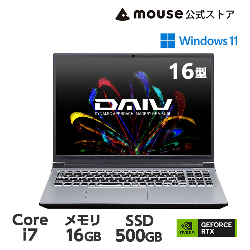 ノートパソコン DAIV R6-I7G60SR-A クリエイターPC 16型 WQXGA 液晶 Core i7-13650HX 16GB メモリ  500GB M.2 SSD GeForce RTX4060 新品 mouse : d-r6i7g60 : マウスコンピューター 公式ストア - 通販  - Yahoo!ショッピング