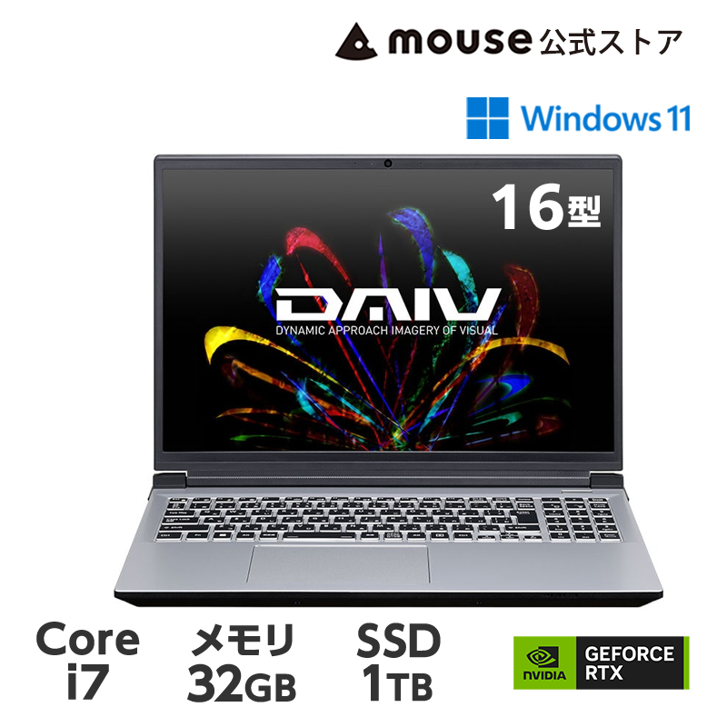 ノートパソコン DAIV R6-I7G60SR-A（32GB メモリ搭載）クリエイターPC 16型 WQXGA液晶 Core i7-13650HX  1TB M.2 SSD GeForce RTX4060 新品 mouse : d-r6i7g60s : マウスコンピューター 公式ストア - 通販 -  Yahoo!ショッピング