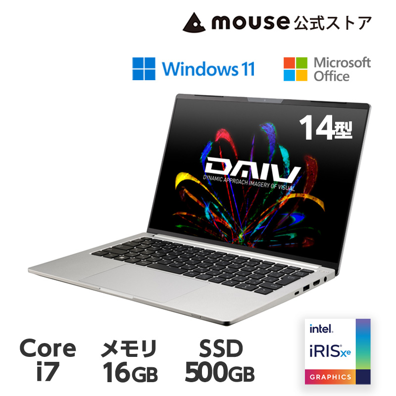 DAIV Z4-I7I01SR-A クリエイターPC 14型 WUXGA液晶 Core i7-1360P 16GB メモリ intel Iris Xe グラフィックス Office付き ノートパソコン