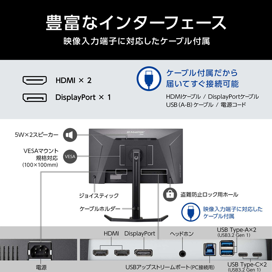 ゲーミングモニター 新品 24.5インチ iiyama G-MASTER GB2591HSU-B1JA FAST IPS方式 フルHD 24.5型 320Hz 応答速度 0.4ms（MPRT）高さ調整・縦回転 | G-MASTER | 06