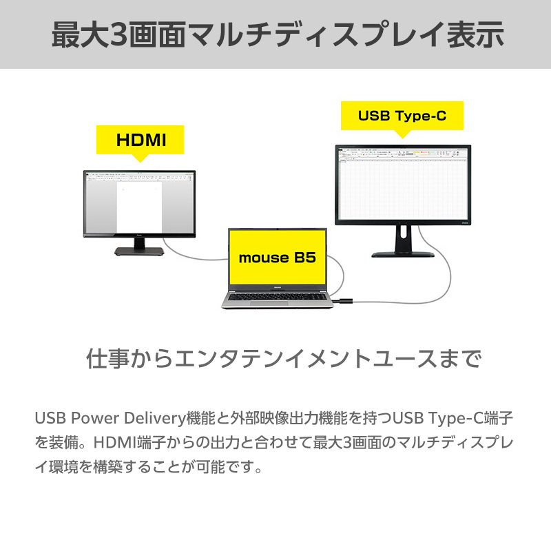【P5倍】mouse B5-I5U01SR-A [ Windows 11 ] パソコン 15.6型  Core i5-1155G7 512GB M.2 SSD ノートパソコン Office付き｜mousecomputer｜06