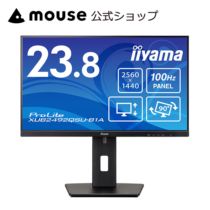 P5倍 iiyama モニター 新品 23.8インチ ProLite XUB2492QSU-B1A  WQHD IPS方式 ディスプレイ 高さ調整 角度調整 縦回転 100Hz HDMI DisplayPort 3年保証 | ProLite