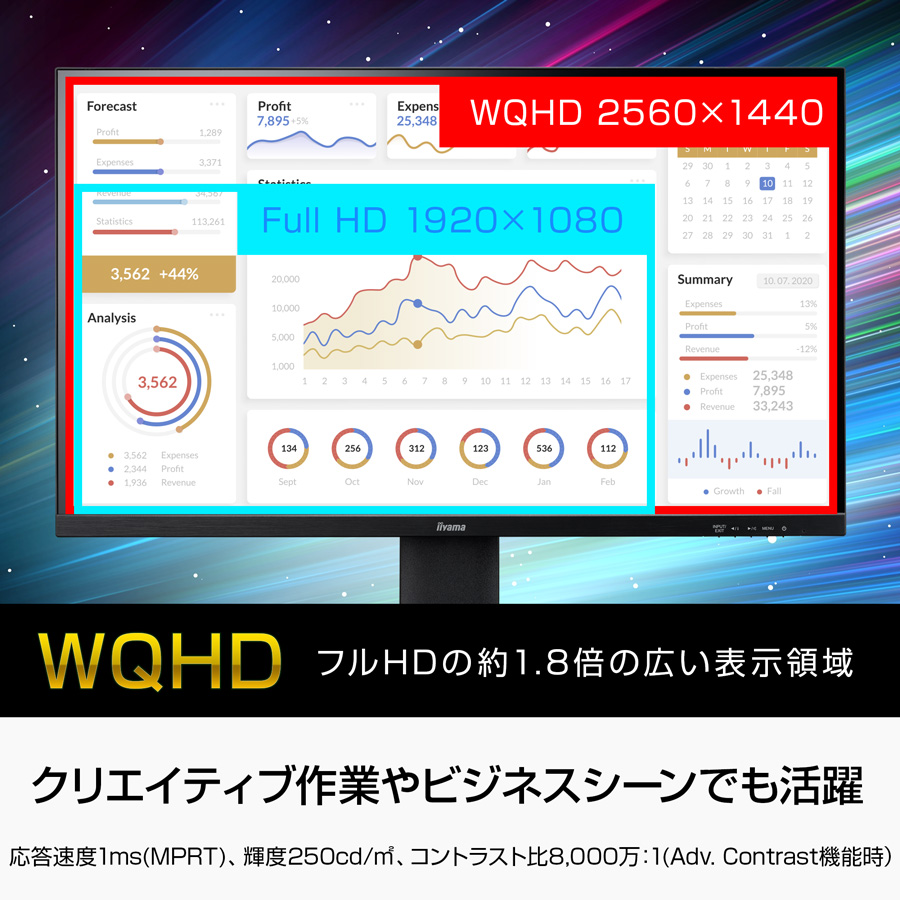 モニター iiyama ProLite XUB2797QSN-B1 27型 IPS方式 WQHD USB Type-C HDMI DisplayPort LANポート 高さ調整 角度調整 3年保証 国内サポート | ProLite | 03