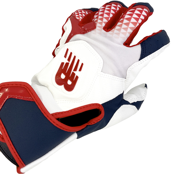 New Balance ニューバランス バッテ 両手 バッティンググローブ 両手用 バッティング手袋 ホワイト/ネイビー/レッド メール便配送 | New Balance | 01