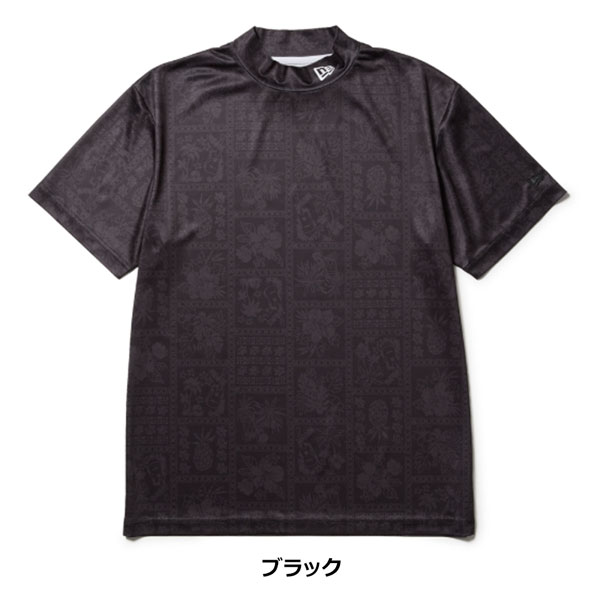 ニューエラ ゴルフ シャツ NEW ERA 半袖 モックネックシャツ BANDANA ALLOVER ブラック GOLF ポリエステル メール便配送 | NEW ERA | 01