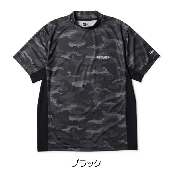 ニューエラ ゴルフ ウェア NEW ERA 半袖 ミッドネック Tシャツ カモ ブラック GOLFウェア メール便配送 | NEW ERA | 01
