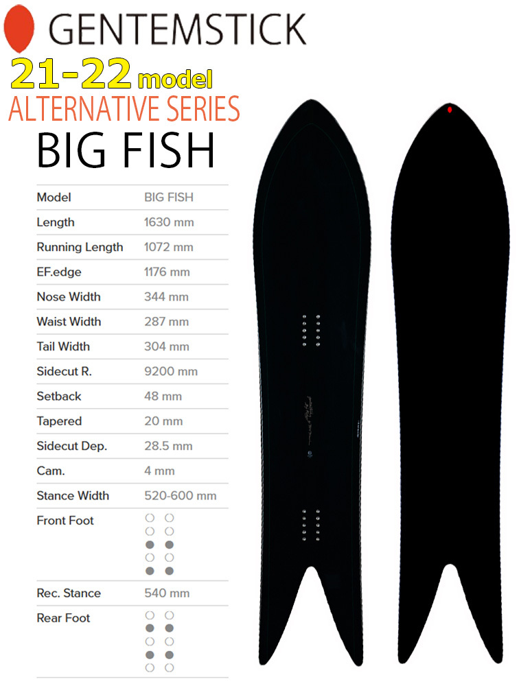 アウトライ スノーボード 板 21-22 GENTEM STICK ゲンテンスティック BIG FISH 163 ビッグフィッシュ 21-22-BO-GTS MOVE - 通販 - PayPayモール ・コアは