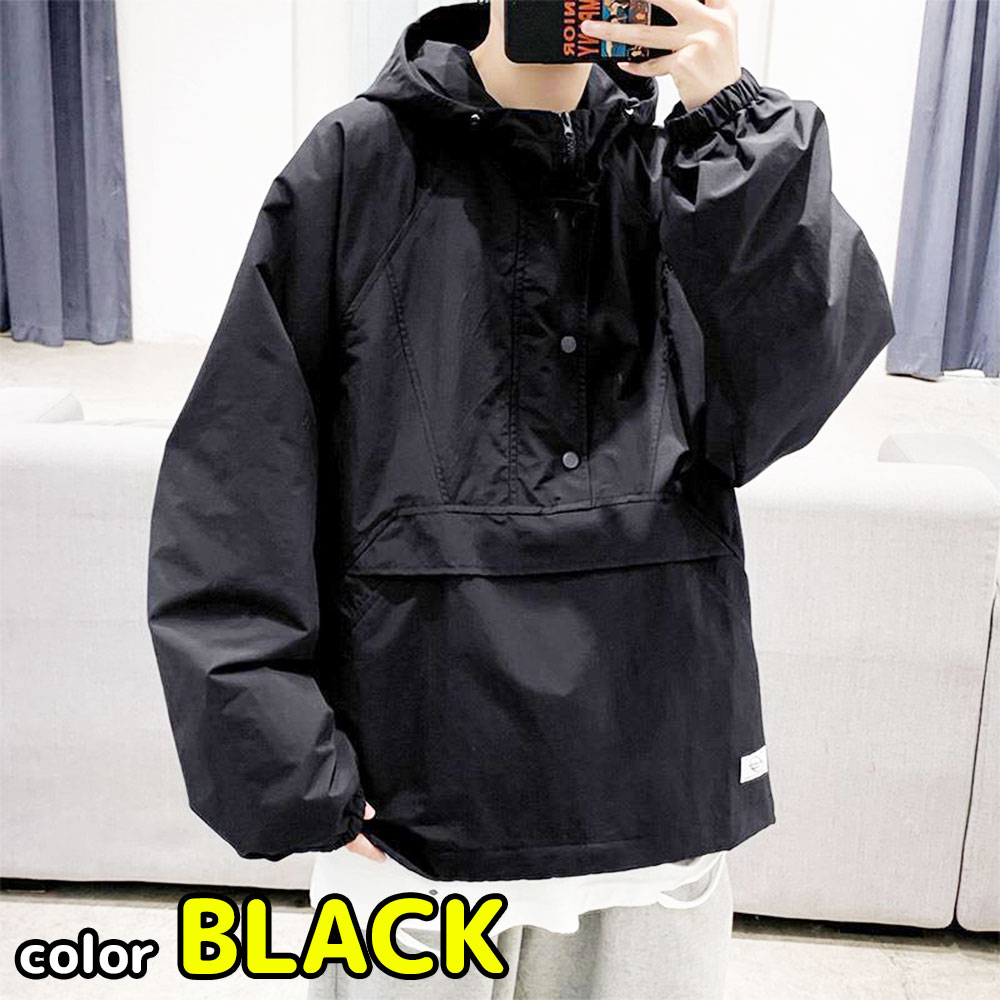 ウィンドブレーカー　黒　メンズ　2XL　ストリート　ヒップホップ　長袖