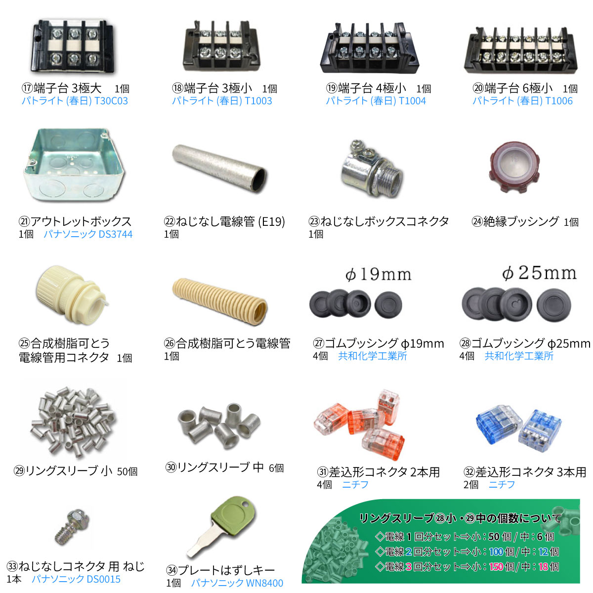 第一種電気工事士 器具セット一覧(2)