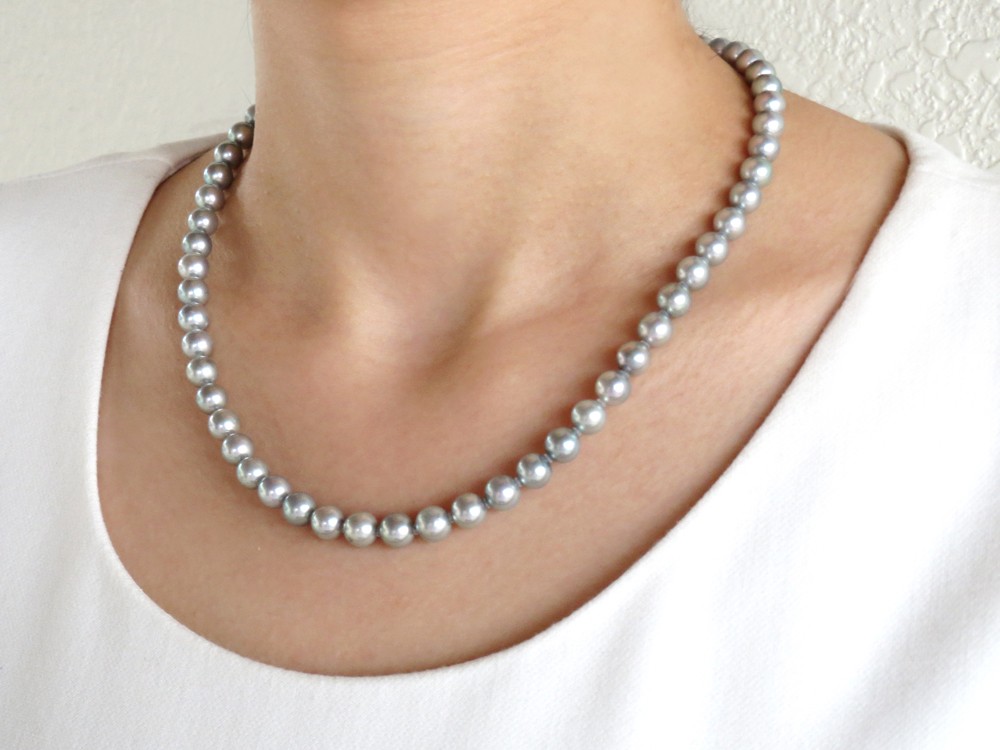 アコヤ真珠（グレー処理）ネックレスセット : y-n-612 : 三重県真珠 