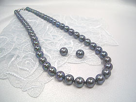 【3点セット✨鑑別所付き】アコヤ真珠 ネックレス 念珠 イヤリング 数珠 黒真珠 3点セット✨鑑別所付き】アコヤ真珠 ネックレス 念珠 イヤリング 数珠