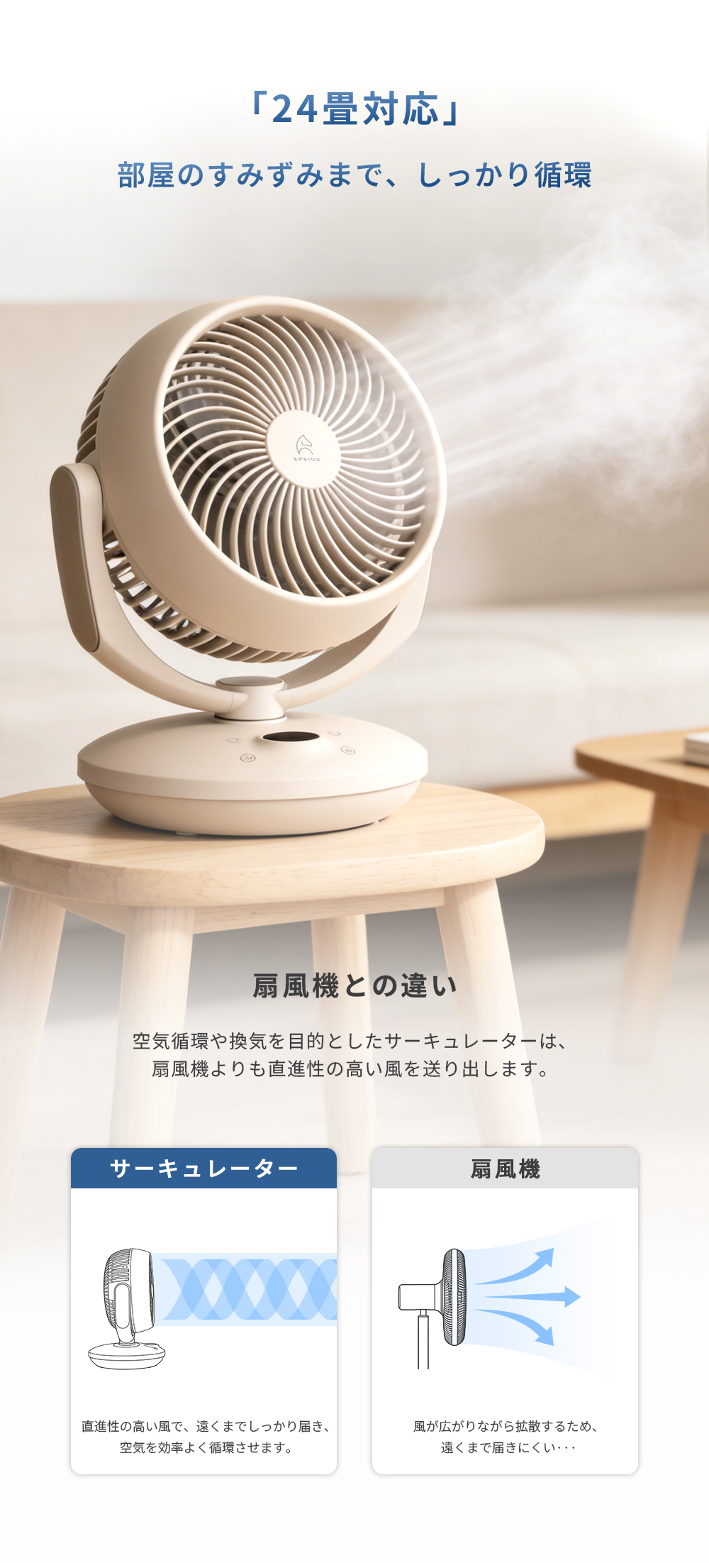 EPEIOS（エペイオス） サーキュレーター DCモーター 静音 省エネ