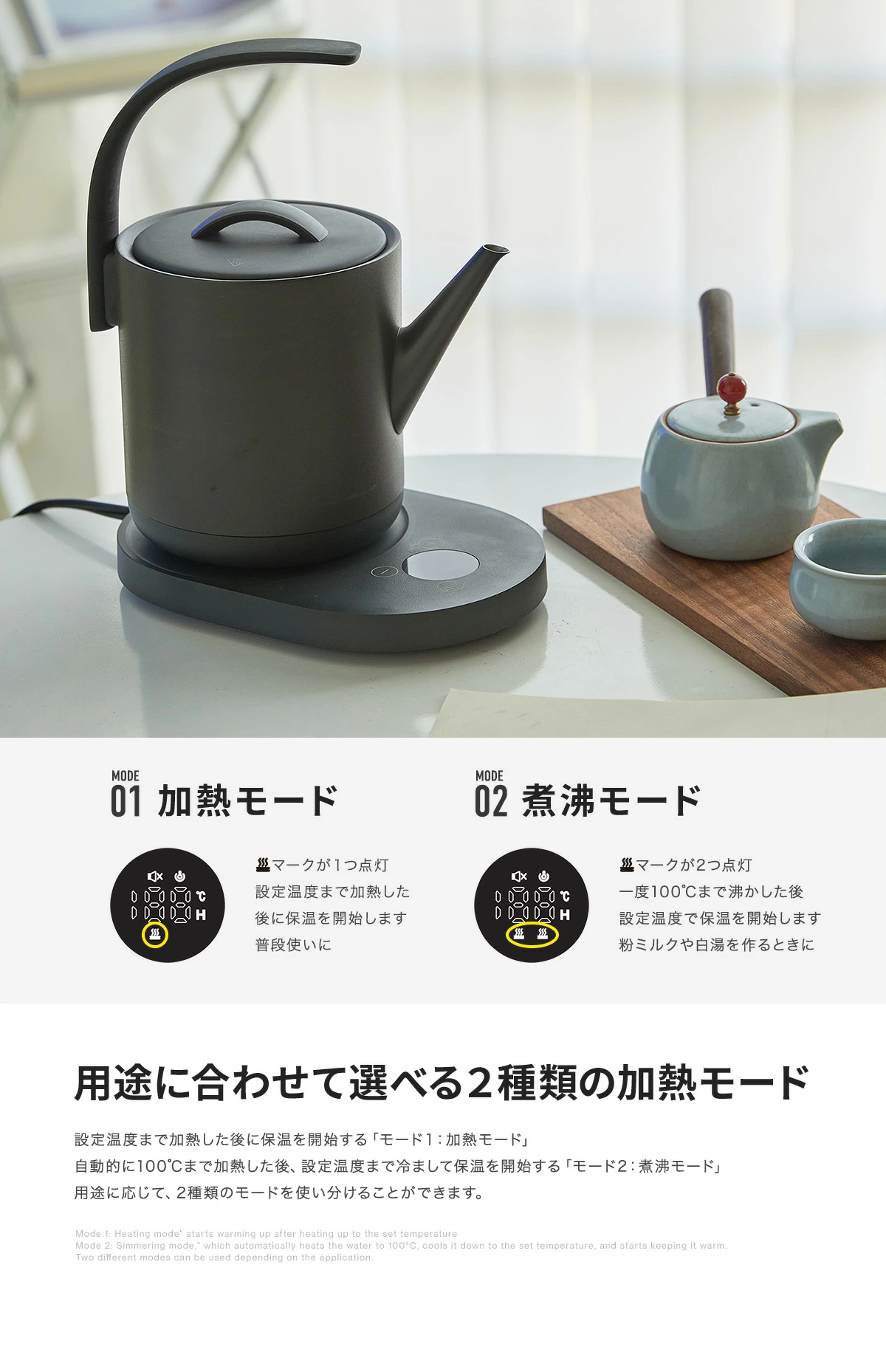 電気ケトル Epeios 温度調節 ケトル 電気 750ml 1200W 1℃単位調整 急速 