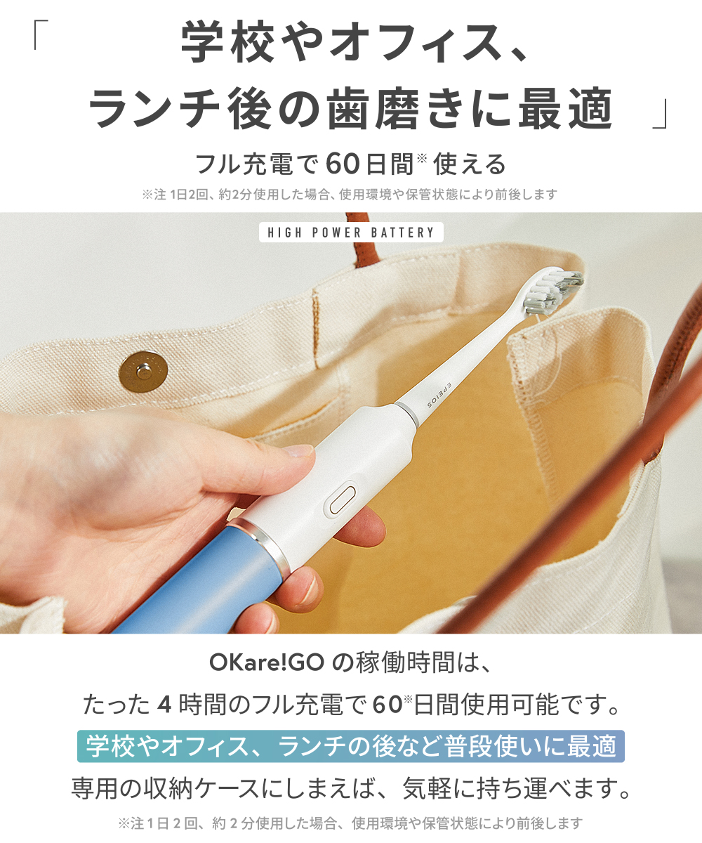 電動歯ブラシ 携帯用 音波式 IPX7防水 Typc-C充電 出張 旅行 静音 歯垢