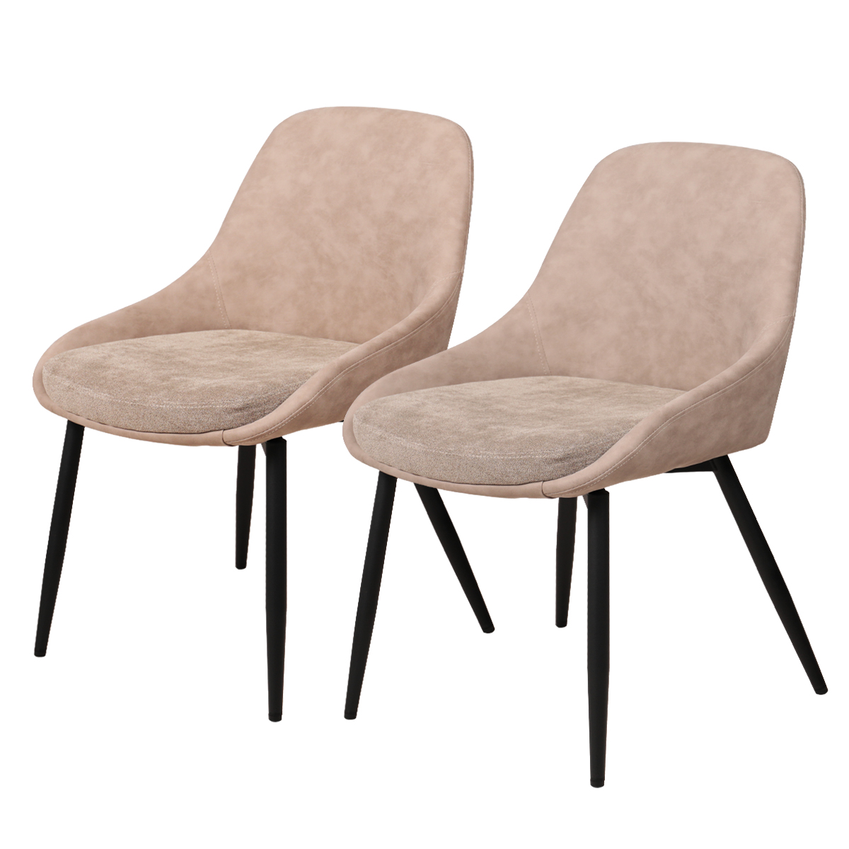 高級感レザーファブリックダイニングチェアブラウン2脚セット北欧風おしゃれ ダイニングチェア 2脚セット おしゃれ イス 北欧 食卓椅子 PUレザー 布