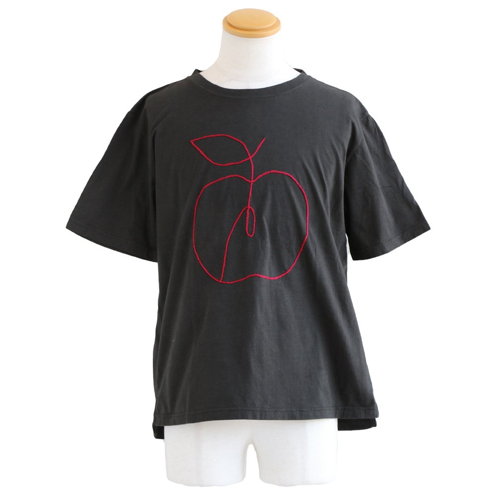 Tシャツ 半袖 メンズ クルーネック 刺繍 刺しゅう リンゴ アップル PATY パティ SLOW HANDS スローハンズ