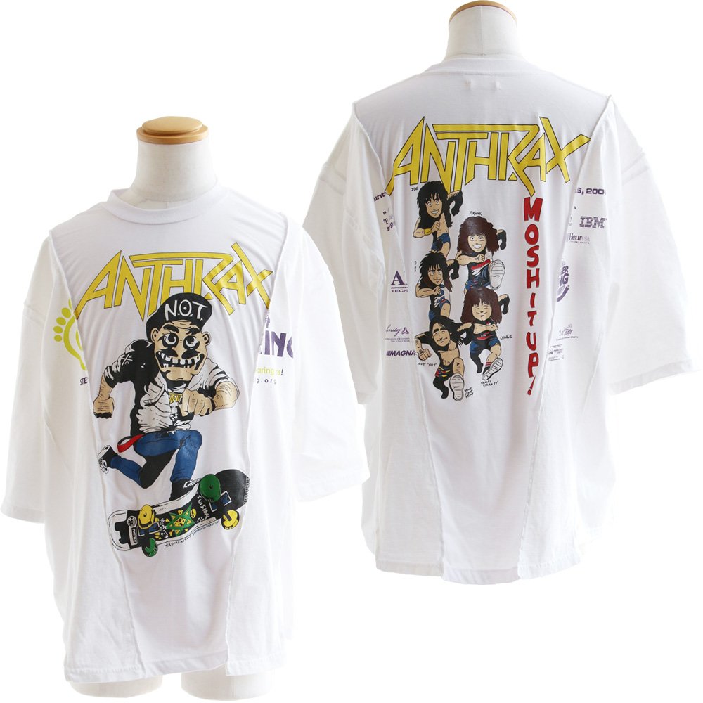 PATY Tシャツ 5分袖 クルーネック メンズ バンドT クレイジー 切り替え