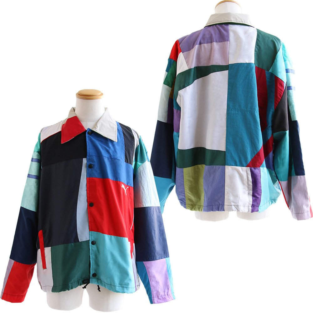 PATY ジャケット 長袖 メンズ パッチワーク リメイク 古着 ワイド