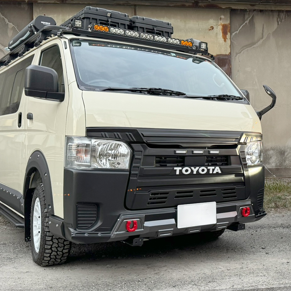 ハイエース　モデリスタ？　フロントバンパーガーニッシュ ブラック クローム ハイエース 車 モデリスタ エアロパーツ」の人気商品一覧 | 安い