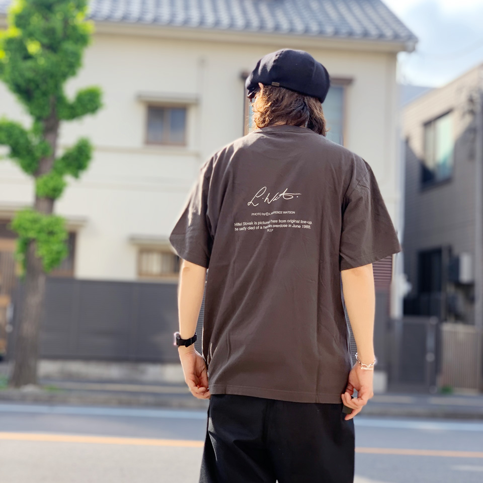 韓国人気【haag】 a slender t-sh スレンダーTシャツ 全2色 スラブセミシアーロゴプリントTシャツ/イエロー グレー 杢